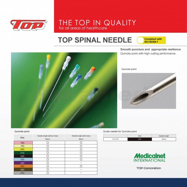 Top Spinal Needle Quincke Point (sold per piece)